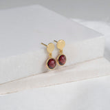Salina Gold Vermeil Disc & Garnet Earrings-Auree Jewellery