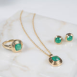 California Cushion Green Onyx Stud Earrings-Auree Jewellery