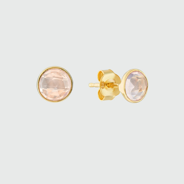 Savanne Gold Vermeil & Rose Quartz Stud Earrings-Auree Jewellery