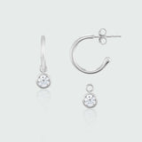 Cubic Zirconia Drops Earrings | Silver Hoops | Auree