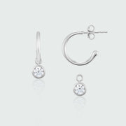 Cubic Zirconia Drops Earrings | Silver Hoops | Auree