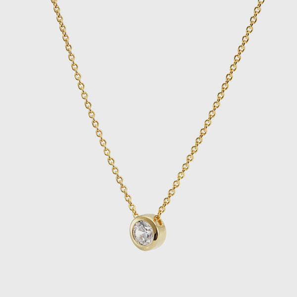 Verona Gold Vermeil & Cubic Zirconia Solitaire Necklace-Auree Jewellery