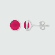 Antibes Sterling Silver & Fuchsia Pink Chalcedony Stud Earrings