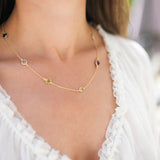 Antibes Multi Gemstone and Gold Vermeil Station Necklace
