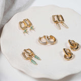 Earrings - Auree X @theeditbutton Gold Interchangeable Hoop & Green Star Drop Earrings