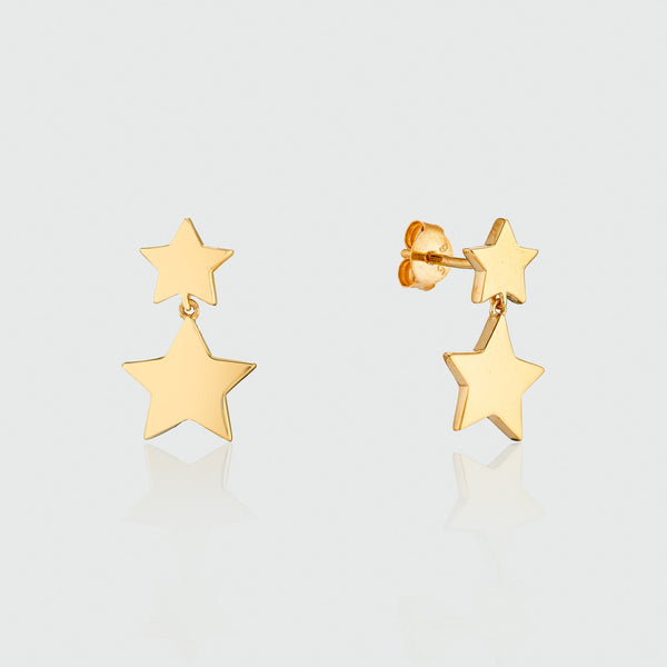 Alta Gold Vermeil Double Star Drop Earrings-Auree Jewellery