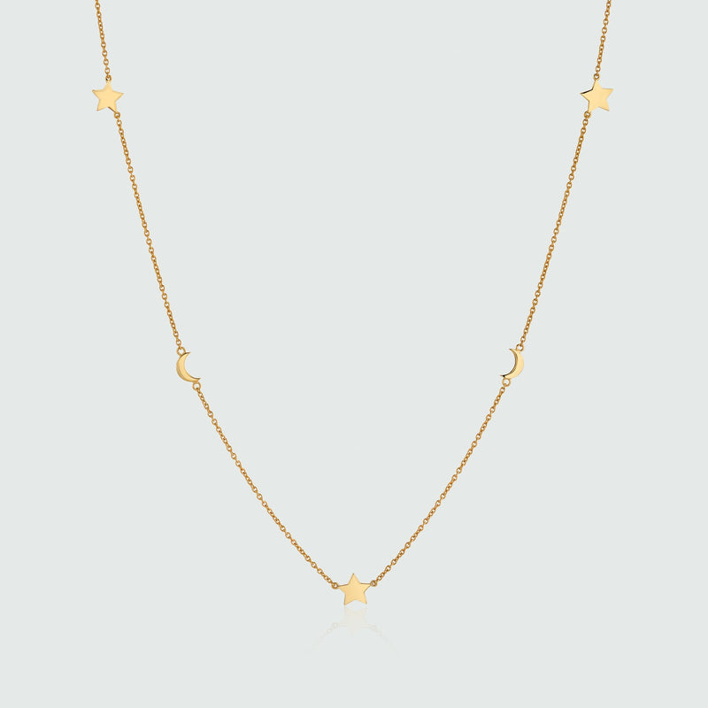 Alta Gold Vermeil Star & Moon Necklace-Auree Jewellery