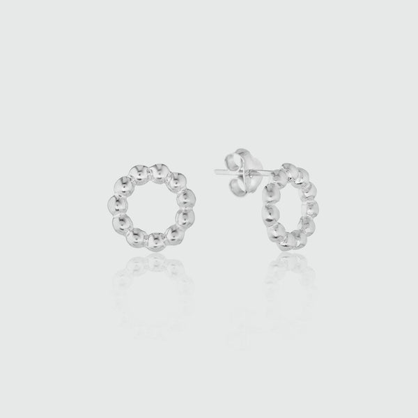 Abla Sterling Silver Beaded Circle Stud Earrings-Auree Jewellery