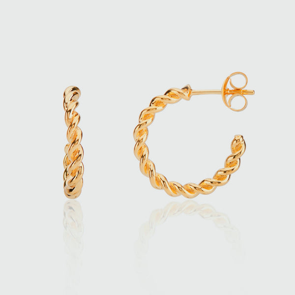 Alhambra Piccolo Twisted Gold Vermeil Hoop Earrings-Auree Jewellery