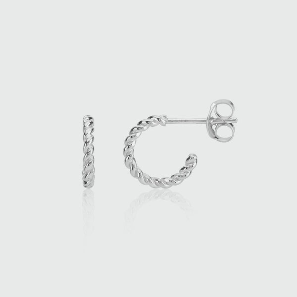 Alhambra Micro Twisted Sterling Silver Hoop Earrings-Auree Jewellery