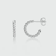 Alhambra Mini Piccolo Twisted Sterling Silver Hoop Earrings-Auree Jewellery