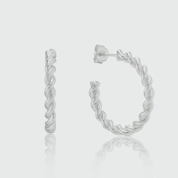Alhambra Large Silver Hoop Earrings-Auree Jewellery