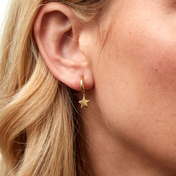 Alta Gold Vermeil Moon Hoop Earrings with Star Drops-Auree Jewellery