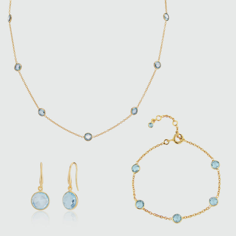 Antibes Blue Topaz & Gold Vermeil Jewellery Set-Auree Jewellery