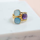 Mondello Blue Chalcedony Gold Vermeil Ring-Auree Jewellery