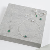 Hampton Emerald & Silver Interchangeable Gemstone Earrings-Auree Jewellery
