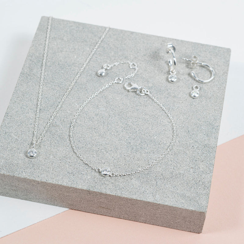 Hampton Moissanite & Silver Interchangeable Gemstone Earrings-Auree Jewellery