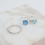 Mondello Aqua Quartz Sterling Silver Ring-Auree Jewellery