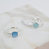 Mondello Blue Chalcedony Sterling Silver Ring-Auree Jewellery