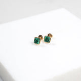 Aurora Malachite & Gold Vermeil Square Stud Earrings-Auree Jewellery