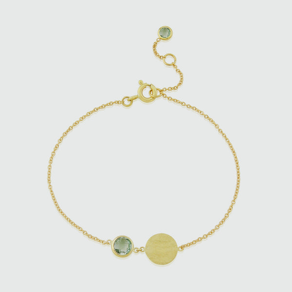 Bali 9ct Gold Green Amethyst August Birthstone Bracelet-Auree Jewellery