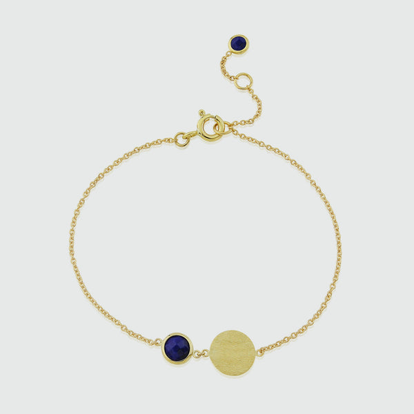 Bali 9ct Gold Lapis Lazuli September Birthstone Bracelet-Auree Jewellery