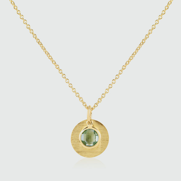 Bali 9ct Gold Green Amethyst August Birthstone Necklace-Auree Jewellery