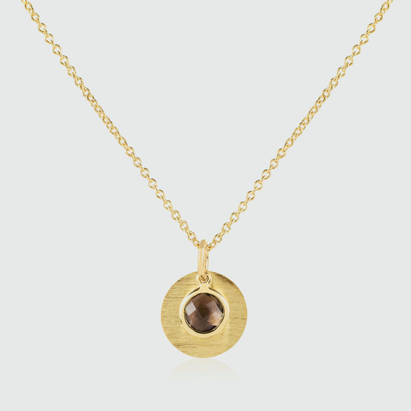 Bali 9ct Gold Smokey Quartz November Birthstone Necklace-Auree Jewellery