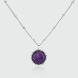 Barcelona Silver February Amethyst Birthstone Necklace-Auree Jewellery
