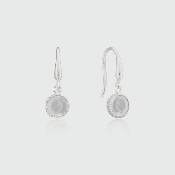 Barcelona Silver April Crystal Birthstone Hook Earrings-Auree Jewellery