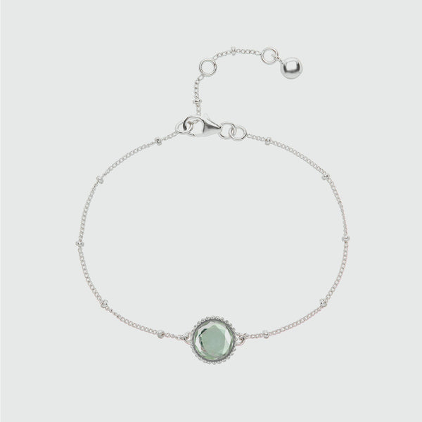 Barcelona Silver August Green Amethyst Birthstone Bracelet-Auree Jewellery