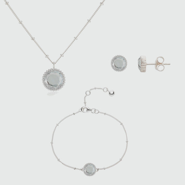 Barcelona April Birthstone Crystal & Silver Jewellery Set-Auree Jewellery