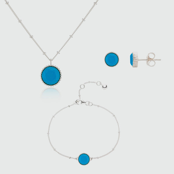 Barcelona December Birthstone Turquoise & Silver Jewellery Set-Auree Jewellery