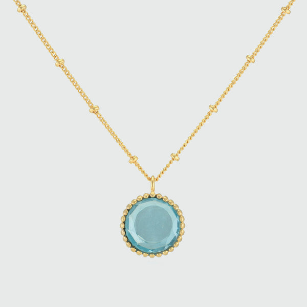 Barcelona March Blue Topaz Birthstone Necklace-Auree Jewellery