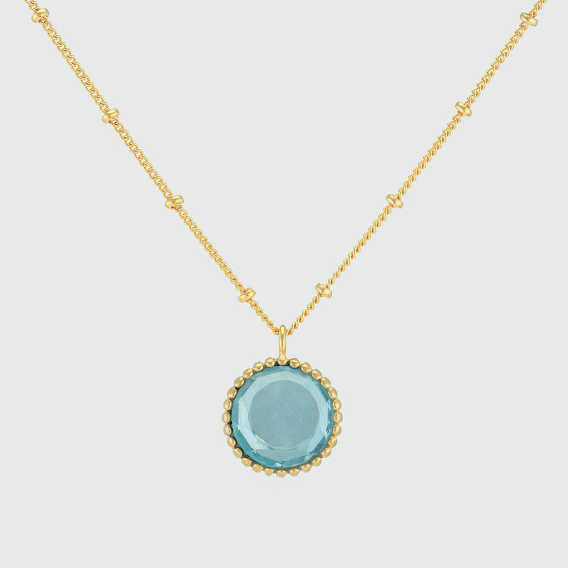 Barcelona March Blue Topaz Birthstone Necklace-Auree Jewellery