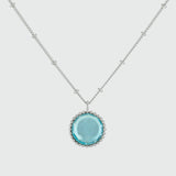 Barcelona Silver March Blue Topaz Birthstone Necklace-Auree Jewellery