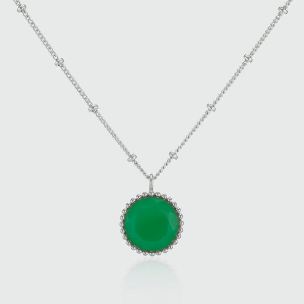 Barcelona Silver May Chrysoprase Birthstone Necklace-Auree Jewellery