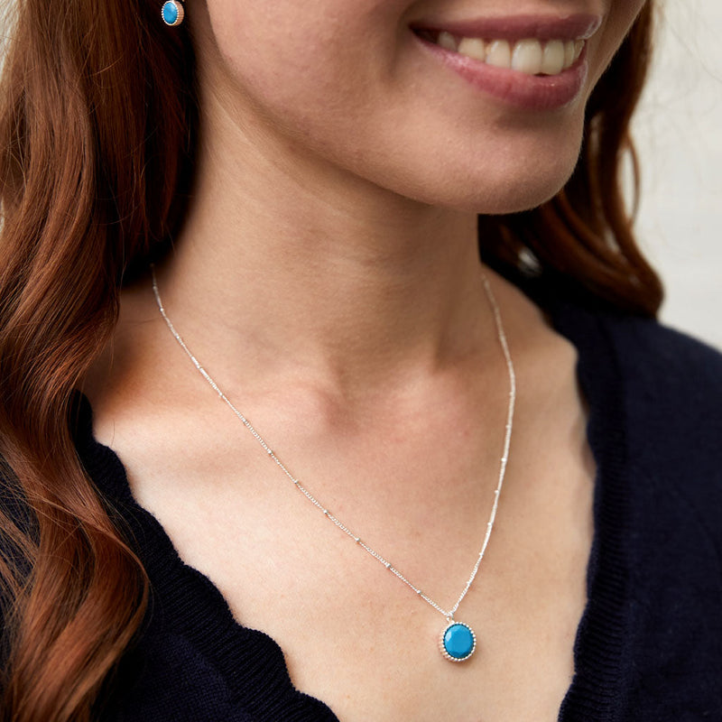 Barcelona Silver December Turquoise Birthstone Necklace-Auree Jewellery
