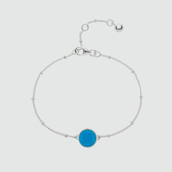 Barcelona Silver December Turquoise Birthstone Bracelet-Auree Jewellery