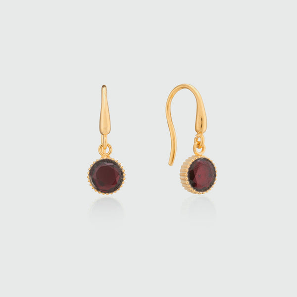 Barcelona January Garnet Birthstone Hook Earrings-Auree Jewellery