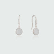 Barcelona Silver June Moonstone Birthstone Hook Earrings-Auree Jewellery