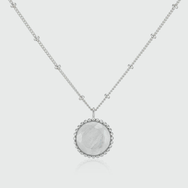 Barcelona Silver June Moonstone Birthstone Necklace-Auree Jewellery