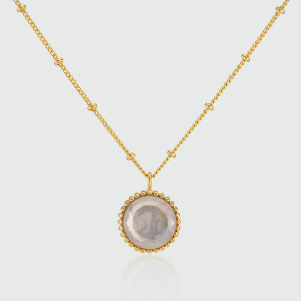 Barcelona October Rose Quartz Birthstone Necklace-Auree Jewellery