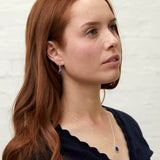 Barcelona Silver September Lapis Lazuli Birthstone Hook Earrings-Auree Jewellery