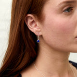 Barcelona Silver September Lapis Lazuli Birthstone Hook Earrings-Auree Jewellery