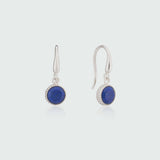 Barcelona Silver September Lapis Lazuli Birthstone Hook Earrings-Auree Jewellery