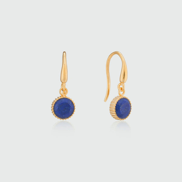 Barcelona September Lapis Lazuli Birthstone Hook Earrings-Auree Jewellery