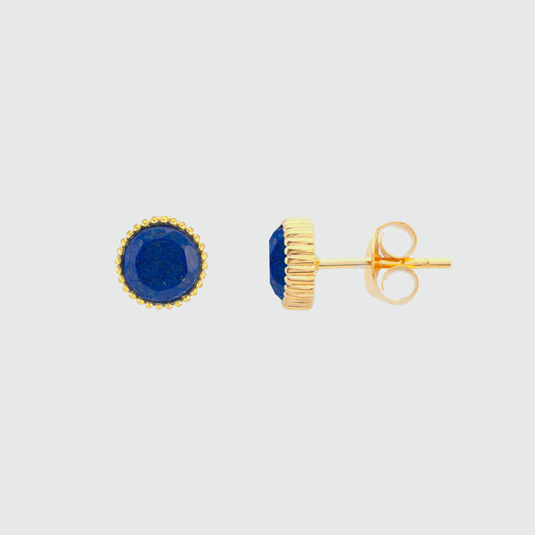 Barcelona September Lapis Lazuli Birthstone Stud Earrings-Auree Jewellery