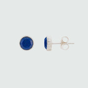 Barcelona Silver September Lapis Lazuli Birthstone Stud Earrings-Auree Jewellery