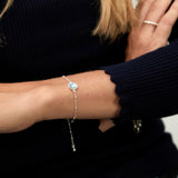 Barcelona Silver March Blue Topaz Birthstone Bracelet-Auree Jewellery